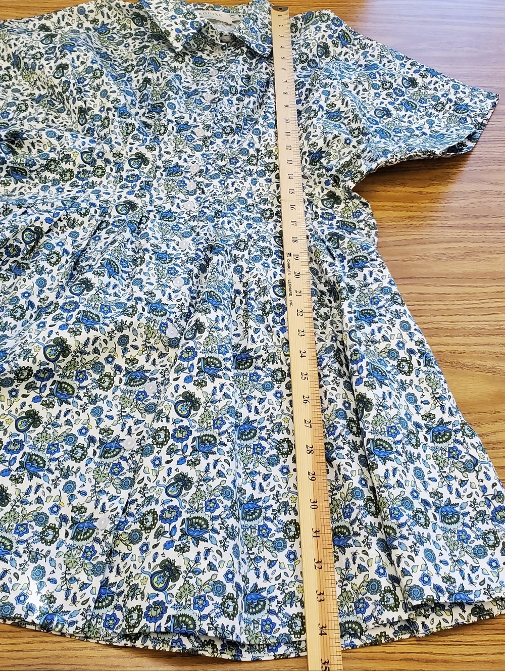 Janice Dress Mini By Exquise Floral Smocked Waist in Blue White Muticolor Large - Picture 4 of 12